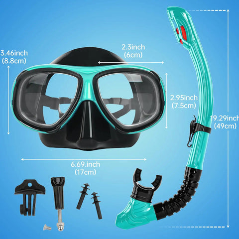 Myopia Friendly Snorkeling Set For Adults And Youth With Dry Top Silicone Mask, Anti Fog 180 Degree View, Anti Leak Snorkel Gear