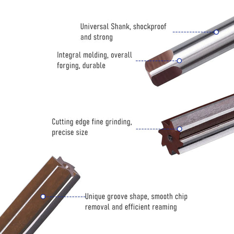 Detailed view of 8mm Metric Hand Reamer Made From 9CrSi Alloy Tool Steel H8 Precision For Machinists, showing shank and cutting edges.