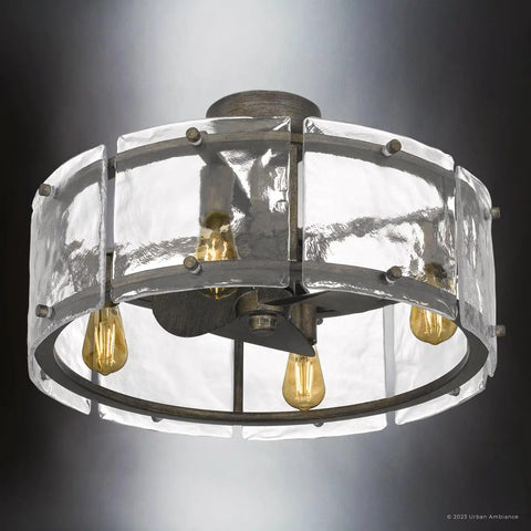 Slick Mid Century Modern Ceiling Fan With Brushed Silver Blades And Super Quiet Motor For Chill Living Room Atmosphere Featuring Handy Remote Control And Hassle Free Setup For Your Home with transparent glass shades and vintage bulbs.