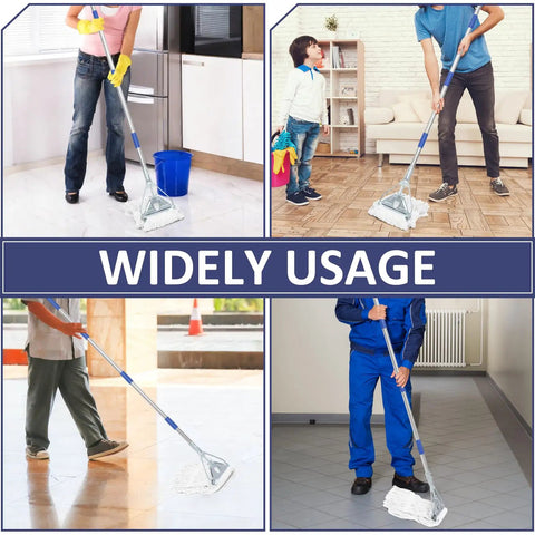 Various uses of Heavy Duty 59-Inch Mop Handle Pole, universal metal replacement for diverse cleaning environments.
