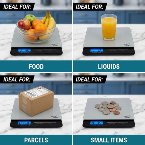 Get Your Hands on This Highly Accurate Digital Postal Scale Featuring a Durable Tempered Glass Platform for weighing food, liquids, parcels, and small items.