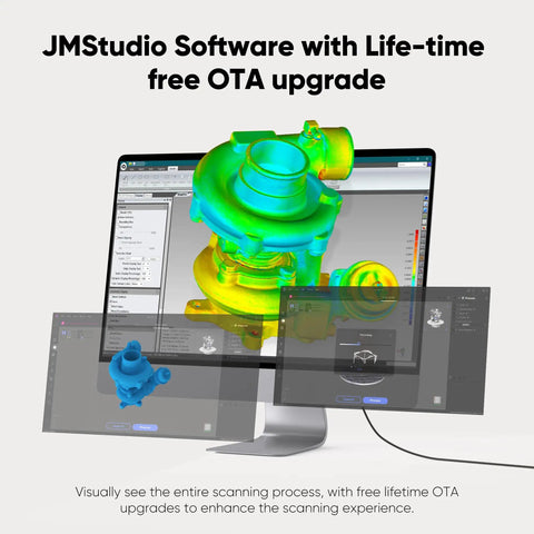 JMStudio software interface showcasing Badass Precision Handheld 3D Scanner with Smart Blue Light Sensors for seamless scanning.