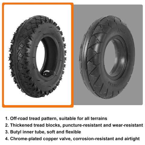 Tear Up Trails With This Rock Solid 200X50 Dirt Scooter Knobby Tire Inner Tube 8X2 Off Road Go Kart Replacement showing rugged block tread