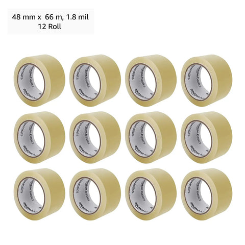 Heavy Duty Clear Packing Tape 12 Pack Strong Acrylic Adhesive For Shipping Moving And Packaging 1.8 Mil Thick in 12 rolls.