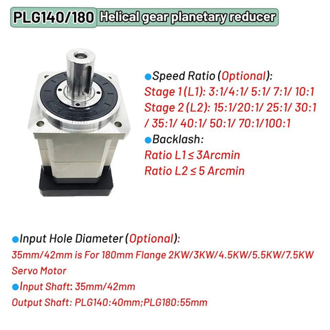 High Precision Planetary Gearbox And Speed Reducer For Servo Motors with input shaft diameter and helical gear design.