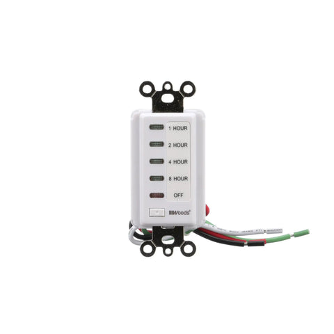 Front view of In Wall 8 Hour Digital Countdown Timer With Auto Shut Off For Lights Fans Heaters And Appliances Energy Saving Wall Mounted Timer