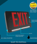 Ultra Bright Battery-Backed LED Exit Sign With Indoor Emergency Lighting And Chevron Arrow, energy-efficient acrylic panel