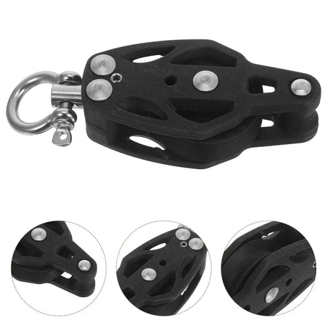 Beefy Nylon Bearing Pulley Block For Sailing And Gym Cable Attachments Black Single Rope Pulley Wheel With Marine Grade Nylon