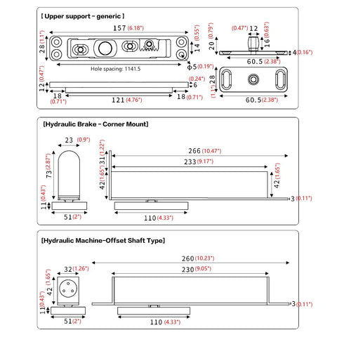 Crafted Tough No Mortise Pivot Hinge Push Or Kick Open For Secret Doors And Murphy Bookcases dimensions and mounting options diagram.