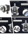 10 To 1 Planetary Gearbox Reducer For 60mm Servo Motor With Pro Grade Precision 4000RPM And 7 ArcMin Backlash, cutaway view