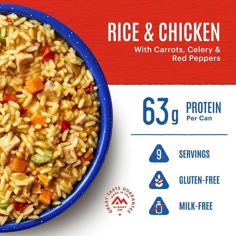 Freeze Dried Rice And Chicken With Carrots Celery And Red Peppers Emergency Canned Meal Pack For Camping And Survival Gluten Free Dairy Free