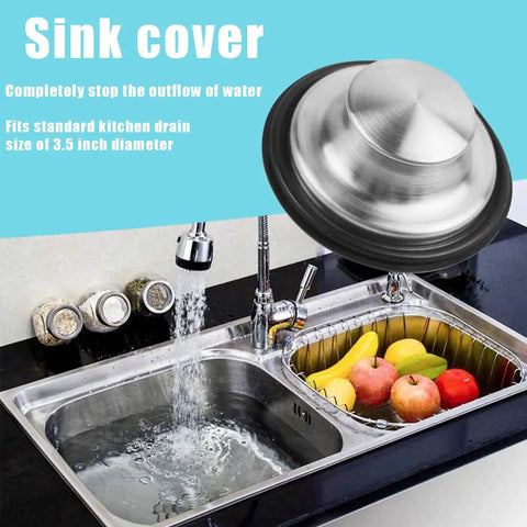 Universal Three In One Kitchen Sink Stopper Strainer Set With Stainless Steel Basket Drain Filter in use with kitchen sink