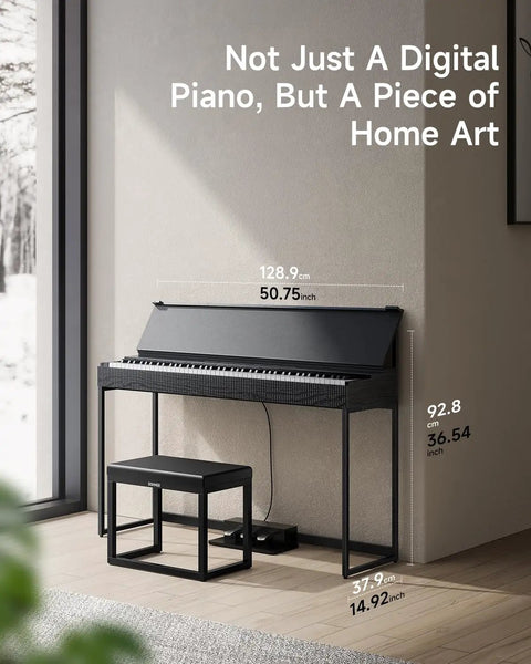 OURA S300 88 Key Weighted Digital Piano With Graded Hammer Action, Bluetooth Connectivity, 256 Polyphony, black finish home setup