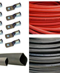 2/0 Gauge Welding Battery Cable Kit With 15 Ft Red And 15 Ft Black Pure Copper Flexible Cables Includes 10 3/8-Inch Tinned Copper Lug Terminals