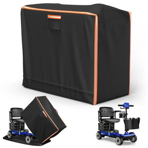 Custom Fit Waterproof Cover For SuperHandy Tugger Mobility Scooter GUO133-FBA, 124 x 58 x 104 cm, durable black fabric, dust and rain protection.