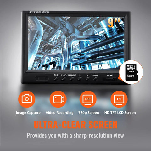 Sewer Inspection Camera Pro Grade With 512Hz Locator, 165 Feet Cable, 9 Inch LCD Screen, DVR Function, IP68 Waterproof Camera With 12 Adjustable LEDs, 16GB SD Card, Perfect For Home Plumbing, Ducts, And Pipe Runs. 9-inch LCD monitor with 16GB SD card