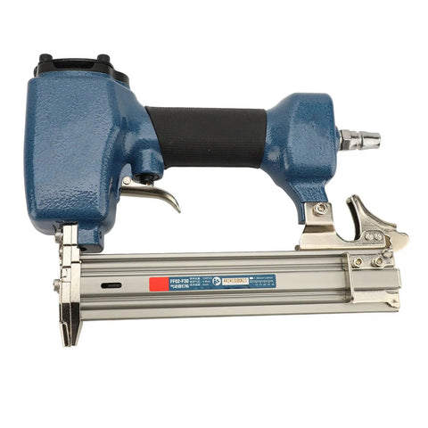 Pro Grade Pneumatic Air Brad Nailer For Precision Woodworking and Ceiling Installations, tough cast alloy design, ergonomic grip.
