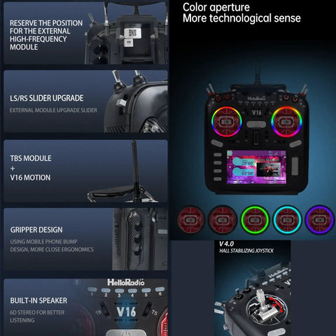 V16 Max ELRS 2.4GHz Multi Protocol 16CH FPV Transmitter With EdgeTX OpenTX Compatible Control, 4.3 Inch Touchscreen Display