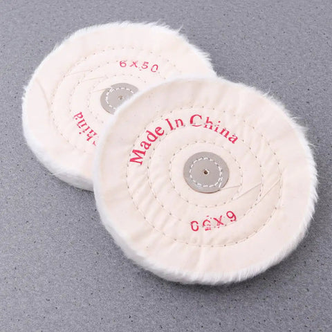 2 Pack Dope White Cloth Buffing Wheels 6 Inch For Polishing And Grinding visible with alumina material, low noise design.