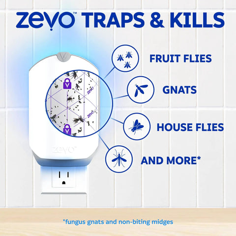 Plug In Bug Zapper For Straight Up Home Pest Control Killer Against Fruit Flies And Those Dang Gnats With UV Light and adhesive cartridge.