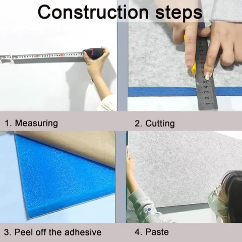 Construction steps for Premium Super Heavy Duty Polyester Acoustic Foam Panels for Game Changing Sound Absorption.