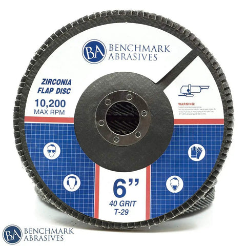 40 Grit 6 Inch Zirconia Type 29 Flap Discs 10 Pack For Your Angle Grinder High Density Jumbo Sanding Discs Finishing Deburring Beveling Rust Removal Stock Removal