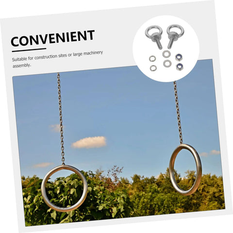 Extended Length M6 Stainless Steel Eye Bolts With Closed Ring And Through Hole For Deep Anchoring, Weatherproof And Wear Resistant, beefy wall hooks shown with chains and rings