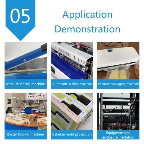 Application demonstration of sealing machines and Bakelite mold protection for high-temp tasks.