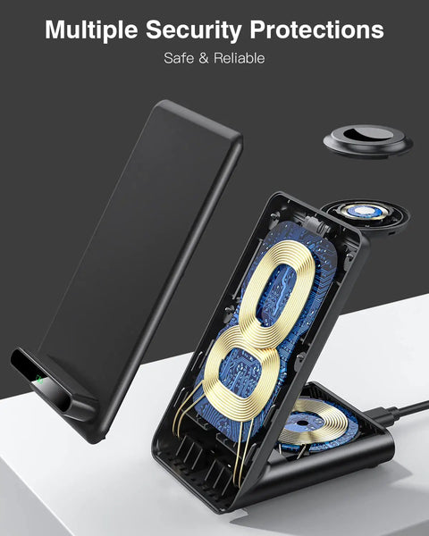 3 In 1 Wireless Charging Dock For Apple Watch Series Ultra Through 3, iPhone 12 Through 17, And AirPods Pro, internal view
