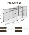 40 Foot Batting Cage With Net And Frame For Baseball Softball Hitting And Pitching Practice Heavy Duty Framed Backyard Training Cage Package diagram with dimensions