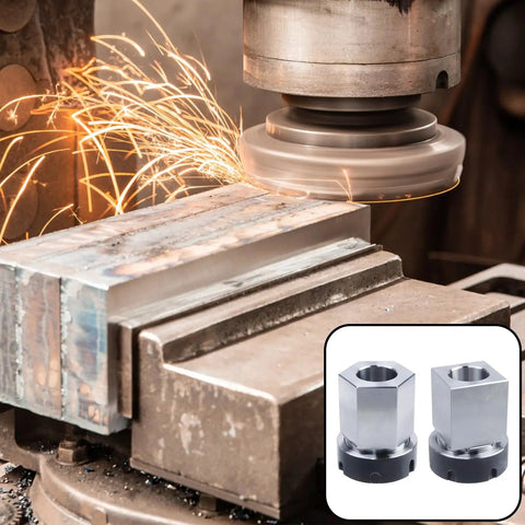 ER 40 Square And Hex Collet Chuck Block Set for Milling CNC with sparks, showcasing hardened carbon steel for precision work