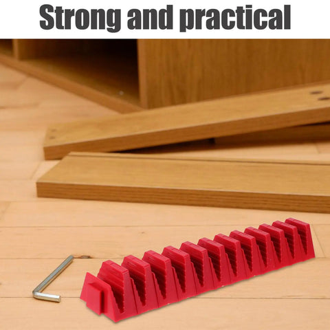 Red plastic Modular Wrench Organizer Tray For Quick Access Grab And Go Tool Holder on workbench, holds 12 wrenches.