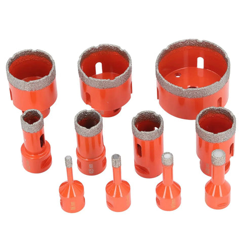 Awesome 11 Piece Hole Saw Kit With Hex Shank Adapter For Cutting Ceramic Tile Marble And Granite Fast Using Smooth M14 Opener Vacuum Brazed Technology For Any Corded Or Cordless Drill You Got, 6-68mm saws
