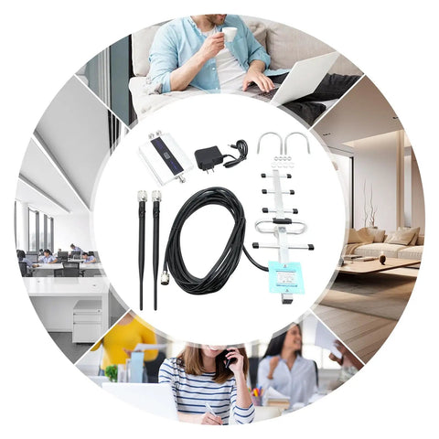 Boost Your Mobile Signal Quick With This Gsm 900Mhz Phone Repeater, antennas, amplifier, cables for seamless reception.