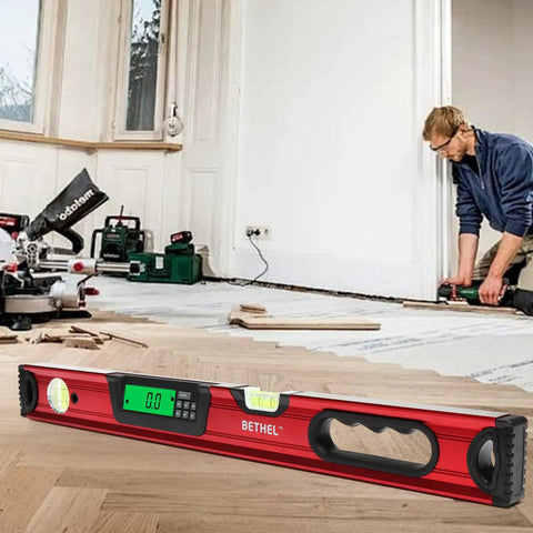 Heavy Duty Digital Torpedo Level Featuring Real Deal Precision For Dead On Angles And Seriously Strong Magnet Hold That Never Drops Its Plumb Point On Any Grindy Job Site on a job site.