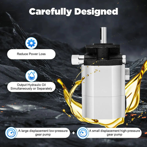 Heavy Duty Two Stage Hydraulic Pump 16 GPM 3000 PSI High Low Pressure Gear Pump For Log Splitters real deal design with oil output features.
