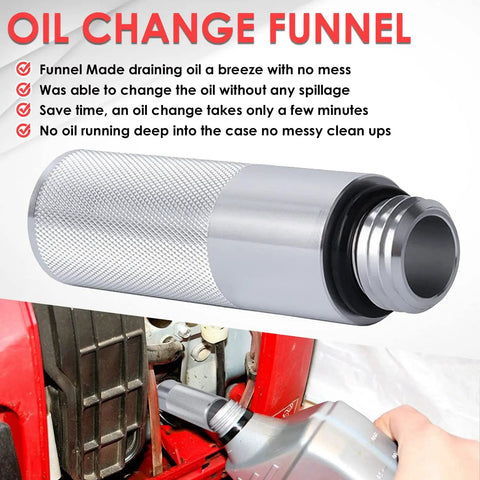 Honda Handy Generator No Spill Oil Change Funnel With Magnetic Dipstick Complete Kit in use, showing funnel fitment and no spill feature
