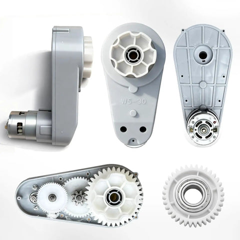 RS775 24V High Speed Motor With Gearbox For Power Wheels Upgrade showing internal gears and casing for kids ride-on cars.