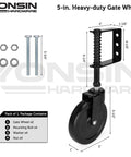 5-Inch Heavy Duty Spring Loaded Gate Caster With 360-Degree Swivel For Wooden Gates And Fences, Anti Sag Gate Kit