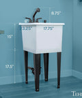 Must Have Space Saving Utility Sink Kit with White 16 Gallon Thermoplastic Tub Black Pull Out Faucet Soap Dispenser Metal Legs