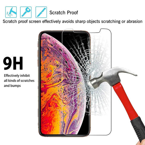 Slick Black Snap-On Cover For Danew Trace T-One Plus Three HD Tempered Glass Screen Protectors Keeps Your 5 5 Inch Phone Safe And Stylish With Precise Cutouts And Full Access To All Buttons demonstrating scratch resistance with a hammer impact.