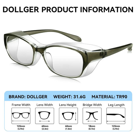 Protective Safety Glasses With Progressive Reading 1.75 Lens And Blue Light Blocking For Work, TR90 material, side view