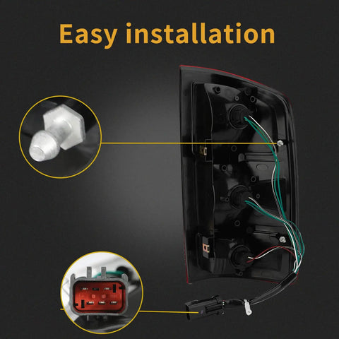 Back view of Tail Light Assembly For 2002-2006 Dodge Ram 1500 And 2003-2006 Ram 2500 3500 Pickup Driver And Passenger Side with wiring harness