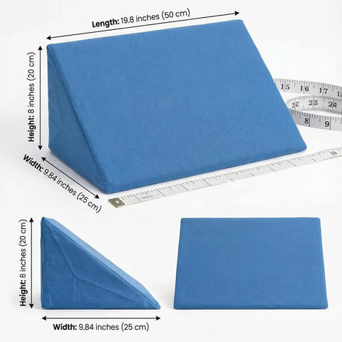 Arm Curl Pad Cushion For Barbell Workouts, Pressure Resistant Sponge Core, 50x25x20cm, blue pad with measurements shown
