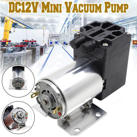 DC 12V Mini Vacuum Pump With Quiet Operation Oil-Free Design For Sampling Instruments showing aluminum body and motor.