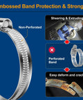 Beefy Heavy Duty Hose Clamp Kit 5/16 to 2 3/4 Inches 8 to 70mm SAE Standard 304 Stainless Steel Clamps with Hex 5/16 diagram