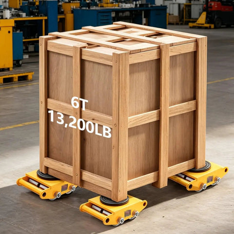Heavy Duty Machinery Moving Skate Dolly With 360 Degree Swivel And Non Slip Pads, 13200 Lb Capacity, Steel Wheels in use