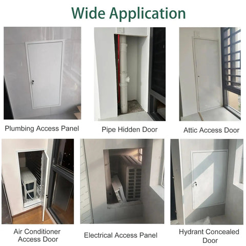 Tough As Nails Aluminum Wall Access Panel And Heavy Duty Hidden Service Door For Air Conditioning And Plumbing Repairs in various installations.