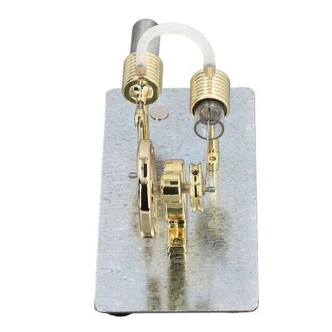 Stirling Engine Model 16 Cylinder Hands On Educational Kit with steel base, showing mechanical parts for physics demonstrations.