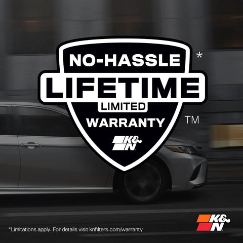 No-Hassle Lifetime Limited Warranty badge for High Flow Lifetime Engine Air Filter For 2012 To 2024 Lexus And Toyota